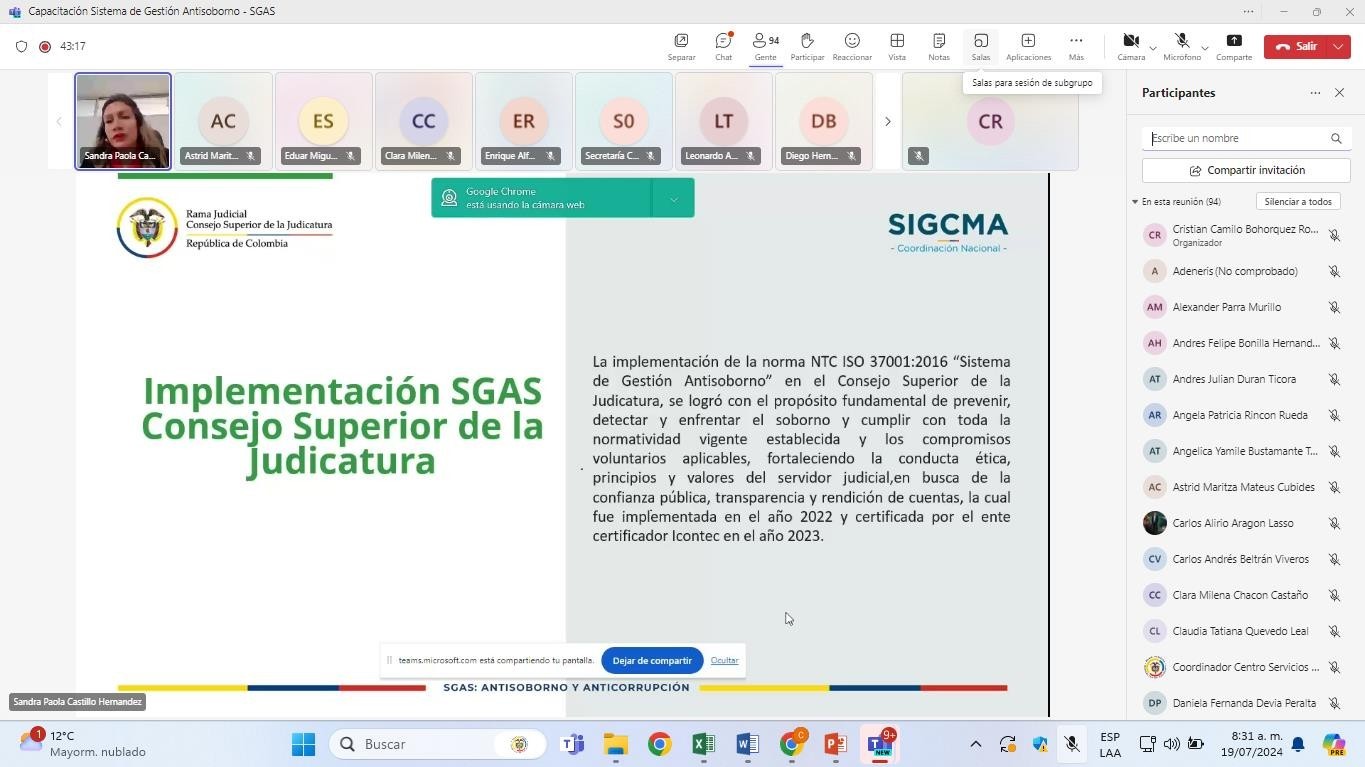 CAPACITACIÓN SISTEMA DE GESTIÓN ANTISOBORNO DESPACHOS JUDICIALES