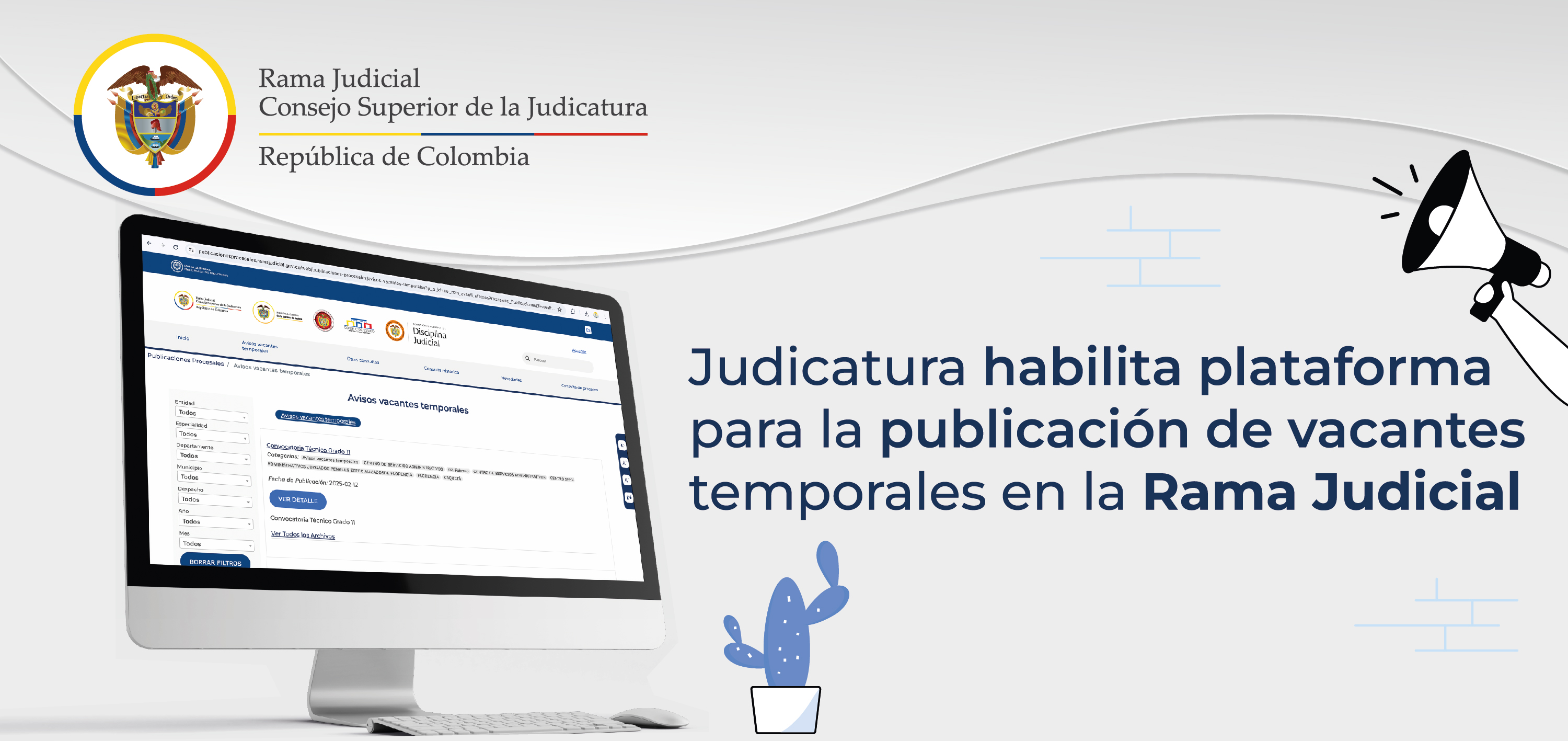 Judicatura habilita plataforma para la publicación de vacantes temporales en la Rama Judicial