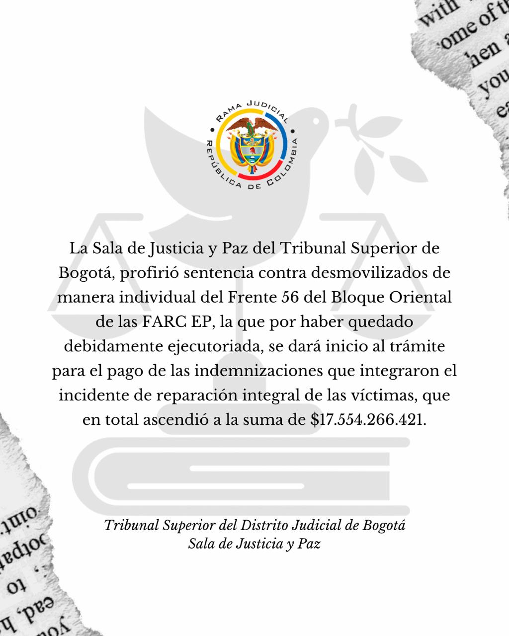 Sentencia Ejecutoriada - Frente 56 del Bloque Oriental FARC EP