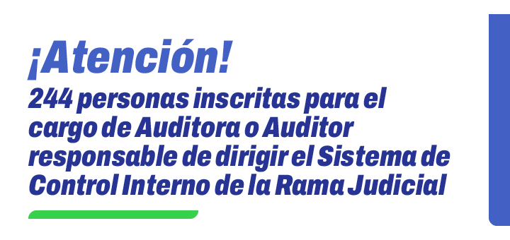 244 personas inscritas para el cargo de Auditora o Auditor responsable de dirigir el Sistema de Control Interno de la Rama Judicial